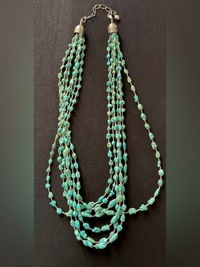 Jay King DTR multi strand liquid silver turquoise necklace